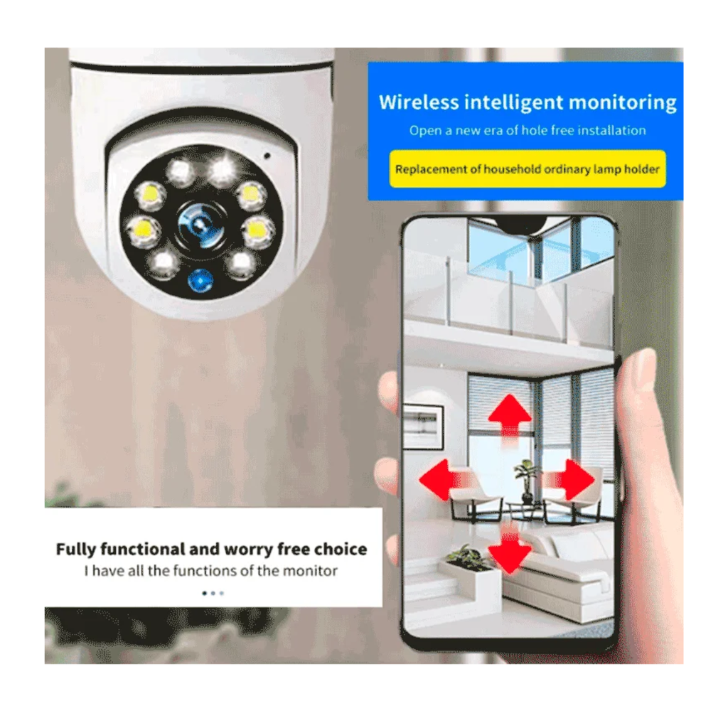 NGTECO NGSH01C2IN - Cámara Inteligente WiFi / 3MP / Visión PTZ 355° / Lente HD 4mm / Visión Nocturna IR + Luz Blanca / Audio 2 Vias / Almacenamiento Local y en la Nube / Onvif / Compatible con Alexa y Asistente de Google