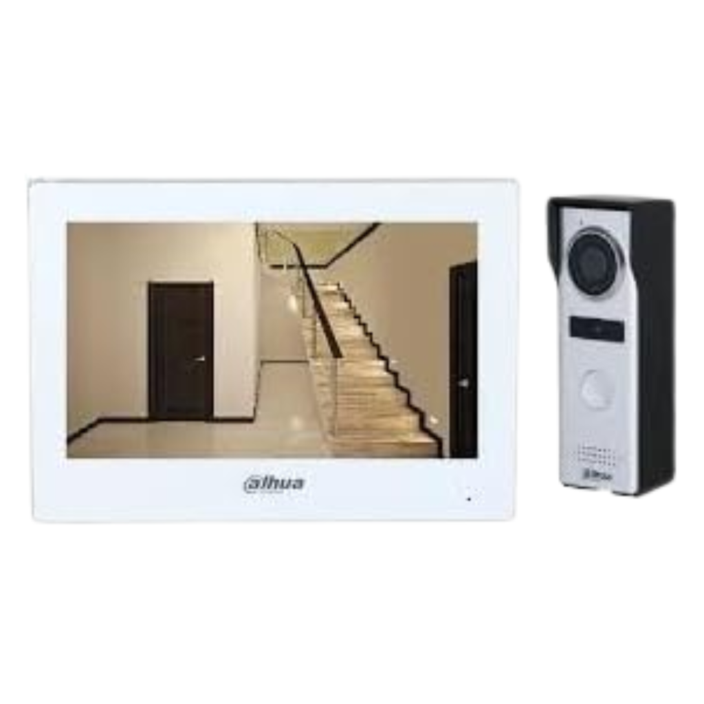DAHUA DHI-KTH01 - Kit de Videopotero Hibrido/ Frente de Calle Analogico con Camara de 1.3 MP/ Monitor Touch de 7 Pulgadas WiFi/ 4 Hilos al Frente de Calle/ 6&1 E&S de Alarma/ Soporta Camaras IP/ Compattible App DMSS/ Apertura remota puerta