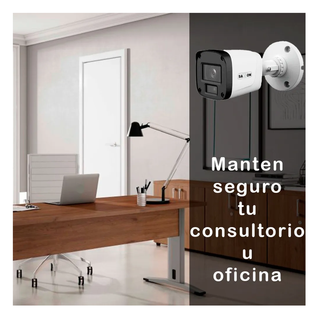SAXXON SUA-KIT/XVR1E04-I/4-B10P-0280B - Kit de 4 Canales HDCVI/ Cámaras B10P de 1MP 720P/ Lente de 2.8mm Con Apertura de Hasta 100°/ Grabador de 4 Canales con Detección de Movimiento Inteligente/ Entradas y Salidas de Audio