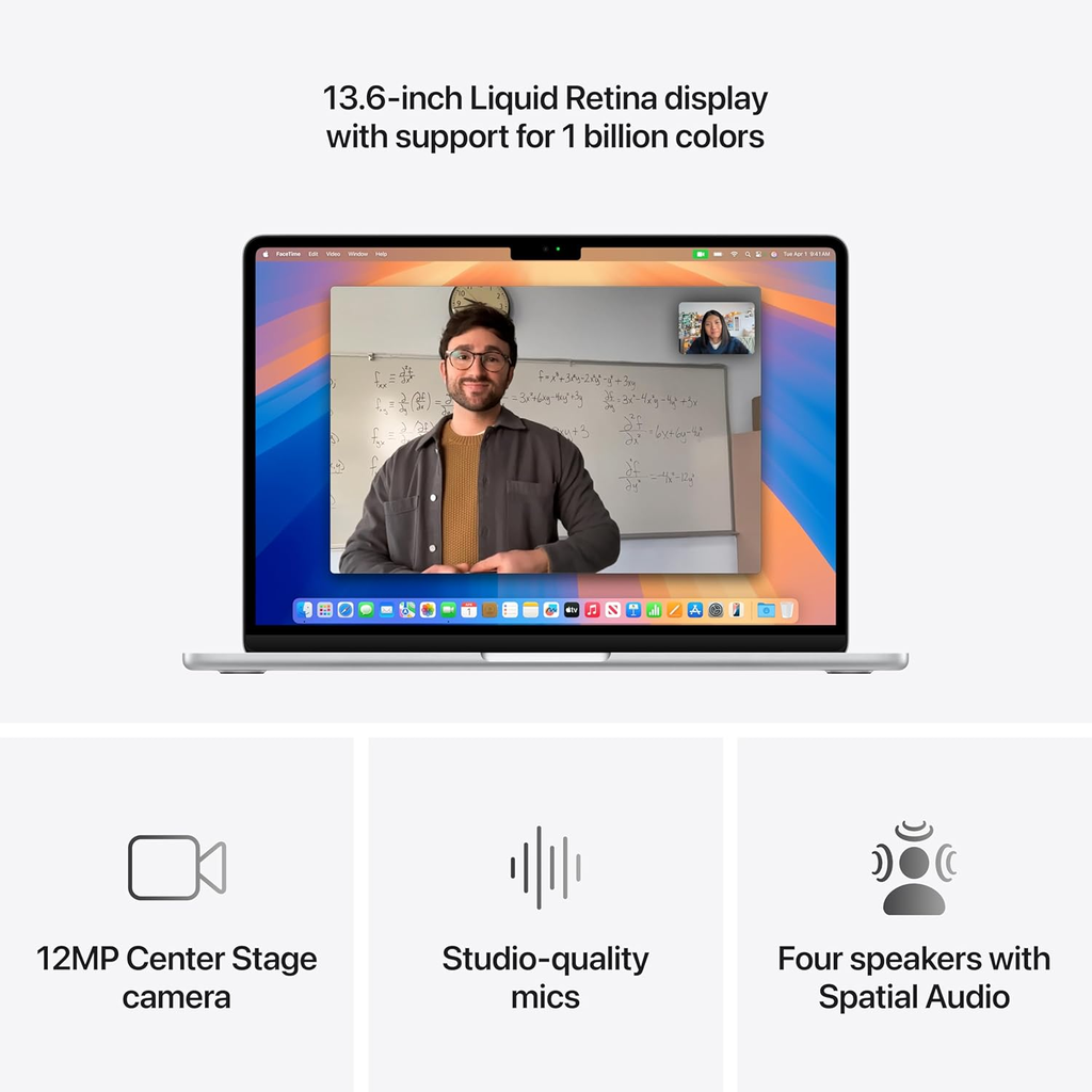 Apple MacBook Air 2025 | Chip M4 (10-core CPU) | 16GB RAM | 256GB SSD | Pantalla 13.6″ Liquid Retina | Color Silver (Plata) | Nueva y Sellada