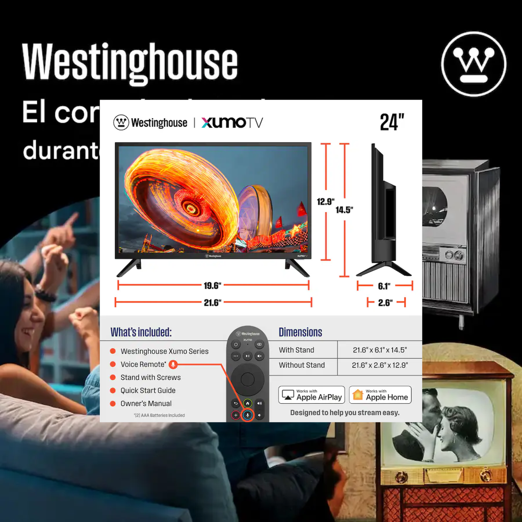Westinghouse - 24” Class Smart TV, HD Xumo TV with Voice Remote, Flat Screen LED Television