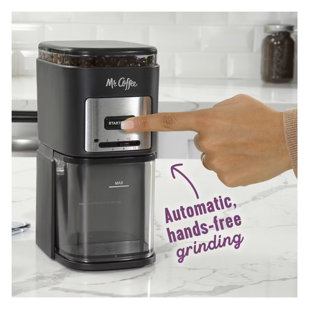 Mr. Coffee 12-Cup Automatic Burr Grinder – Precisión Profesional para el Aroma Perfecto