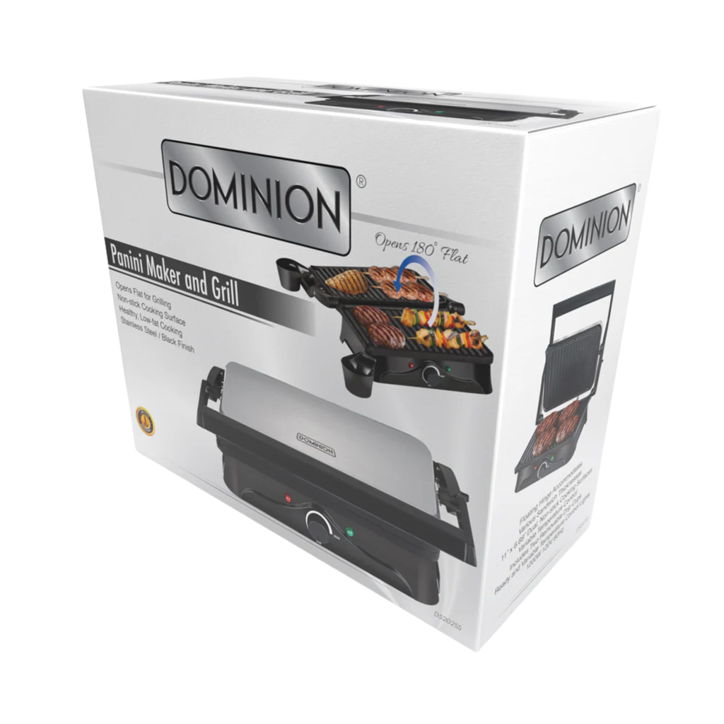 DOMINION Panini Maker & Grill Stainless Steel – Versatilidad Gourmet y Potencia en su Cocina
