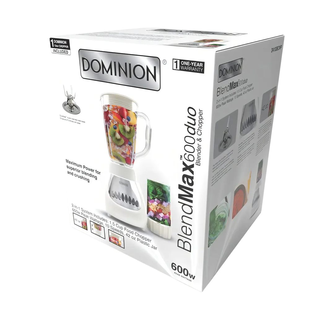 DOMINION BlendMax600 Duo White – Versatilidad 2-en-1 para una Cocina Inteligente