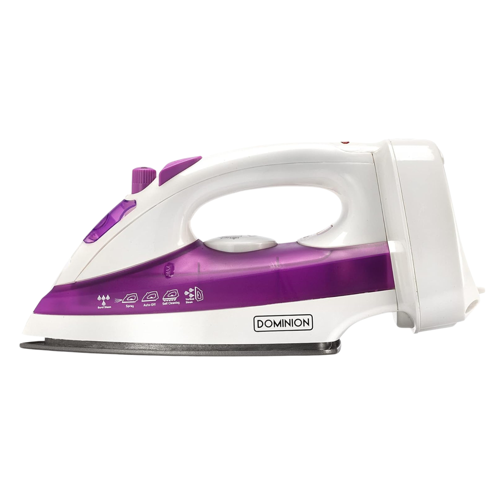 Dominion 1200W Steam Iron Purple – Potencia de Vapor y Cuidado Textil Avanzado