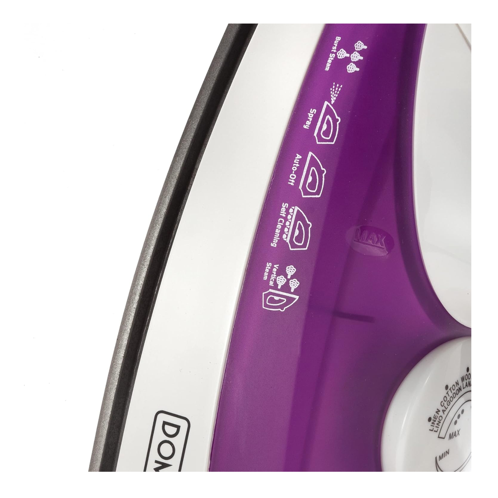 Dominion 1200W Steam Iron Purple – Potencia de Vapor y Cuidado Textil Avanzado
