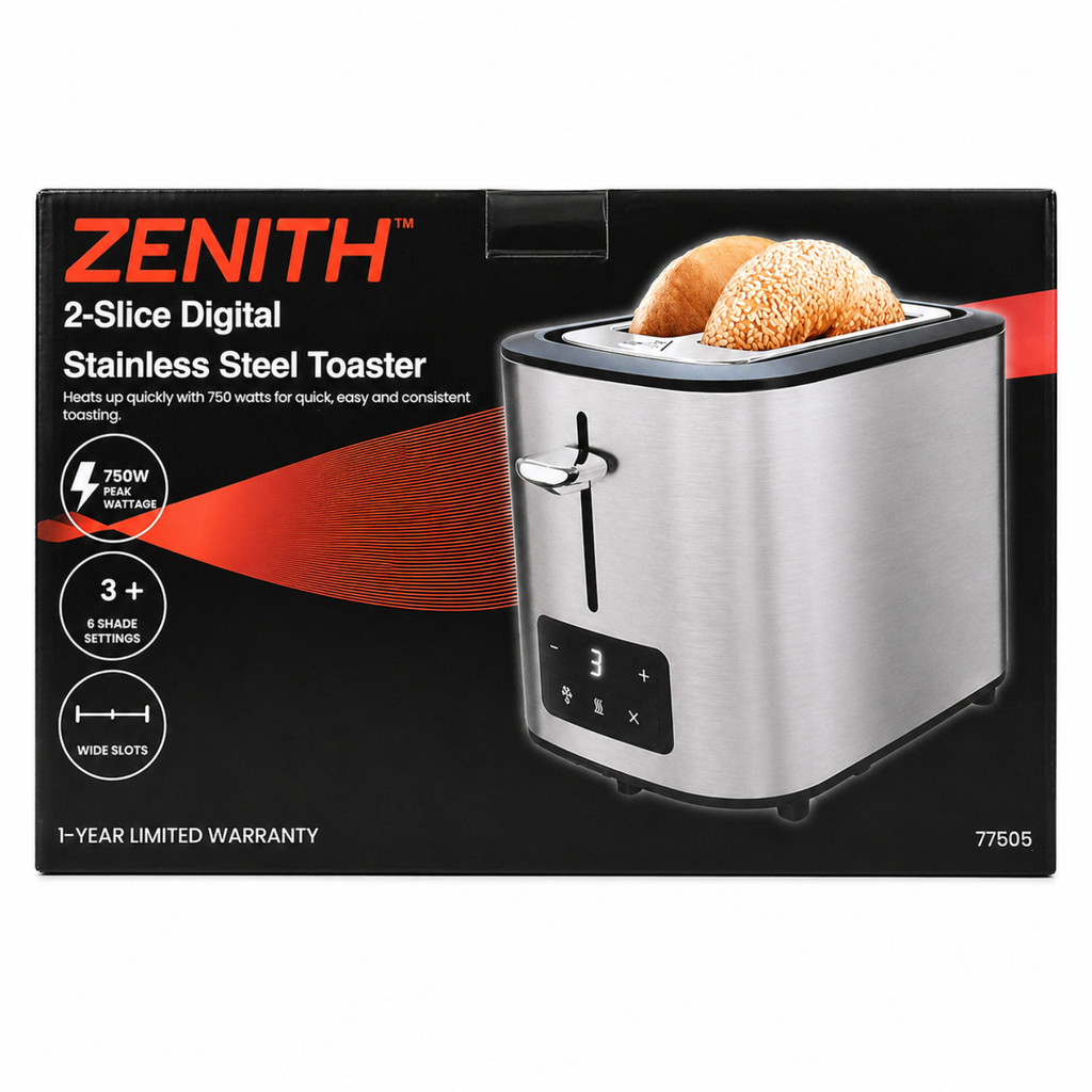 Zenith 2 Slice Digital SS Toaster 