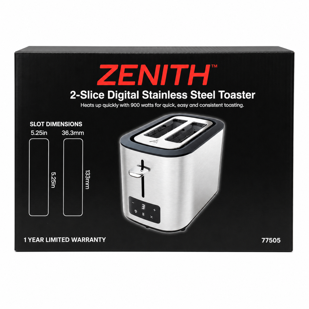 Zenith 2 Slice Digital SS Toaster 