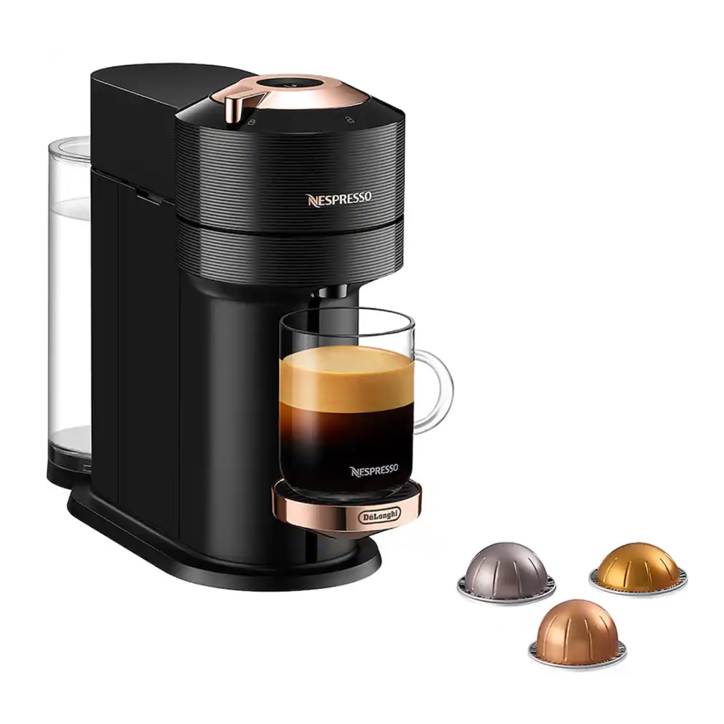Nespresso Vertuo Next Coffee and Espresso Machine by De'Longhi, Black with Rose Gold