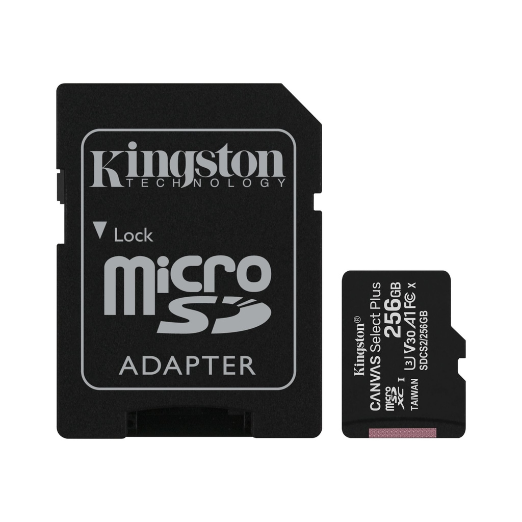 Memoria Flash Kingston Canvas Select Plus, 256GB MicroSDXC UHS-I Clase 10, con Adaptador - Negro