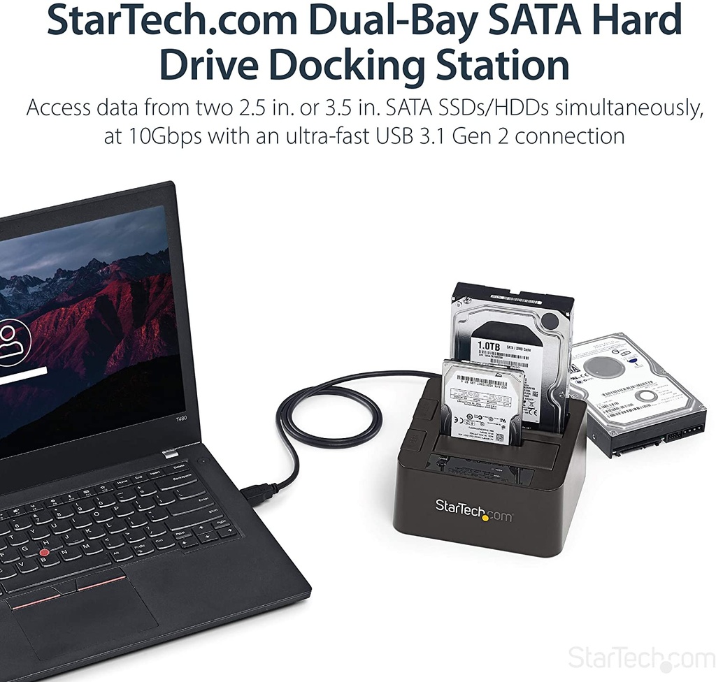 StarTech.com USB 3.1 (10Gbps) Dual-Bay Dock for 2.5"/3.5" SATA SSD/HDDs with UASP