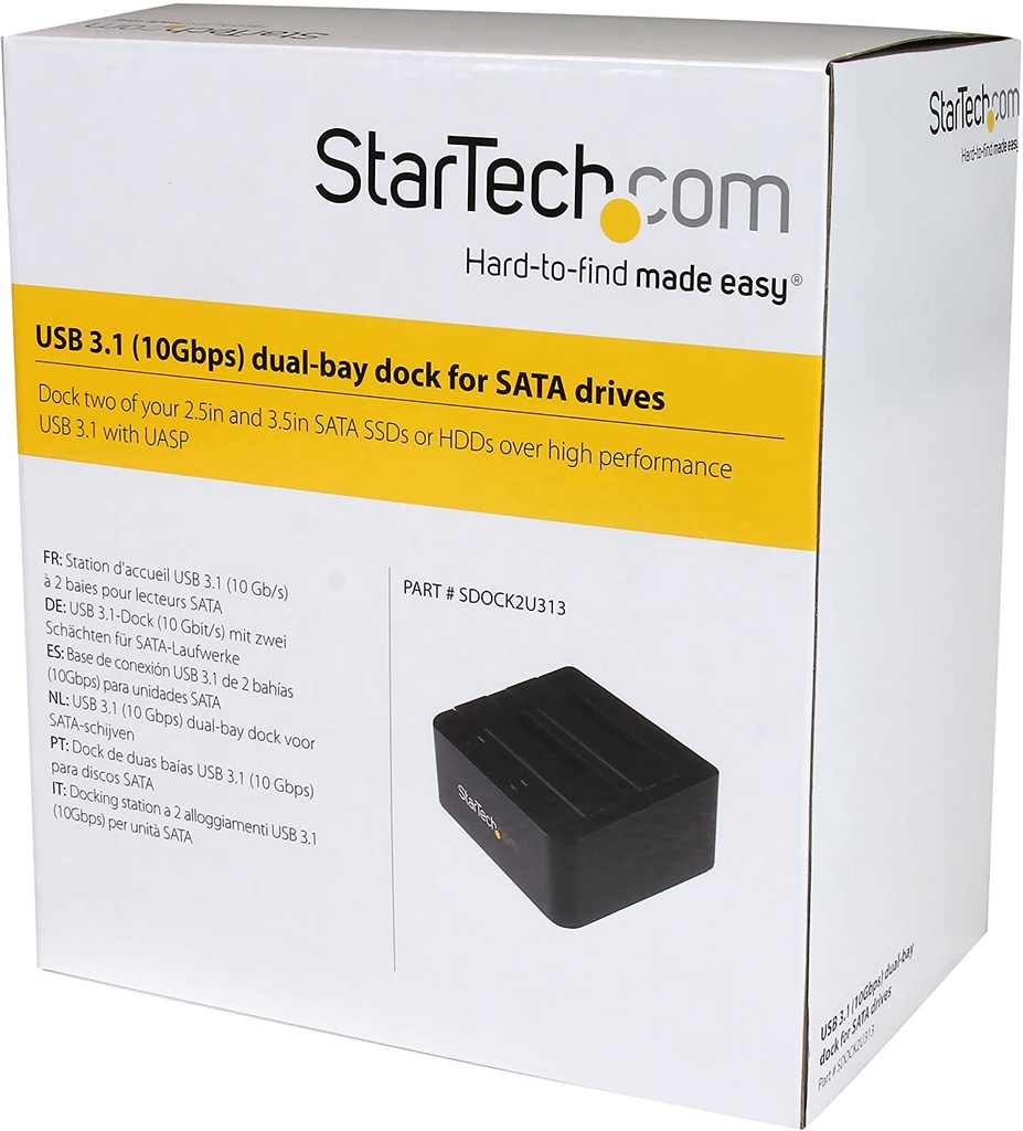 StarTech.com USB 3.1 (10Gbps) Dual-Bay Dock for 2.5"/3.5" SATA SSD/HDDs with UASP