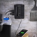 Supresor de Picos Cyberpower P600WSURC1, 6 Contactos, 2 USB, 1200 Joules - Negro