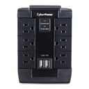 Supresor de Picos Cyberpower P600WSURC1, 6 Contactos, 2 USB, 1200 Joules - Negro