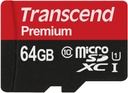 Memoria Micro SDXC Transcend TS64GUSDU1 con adaptador, 60 MB/s, 64GB, Clase 10