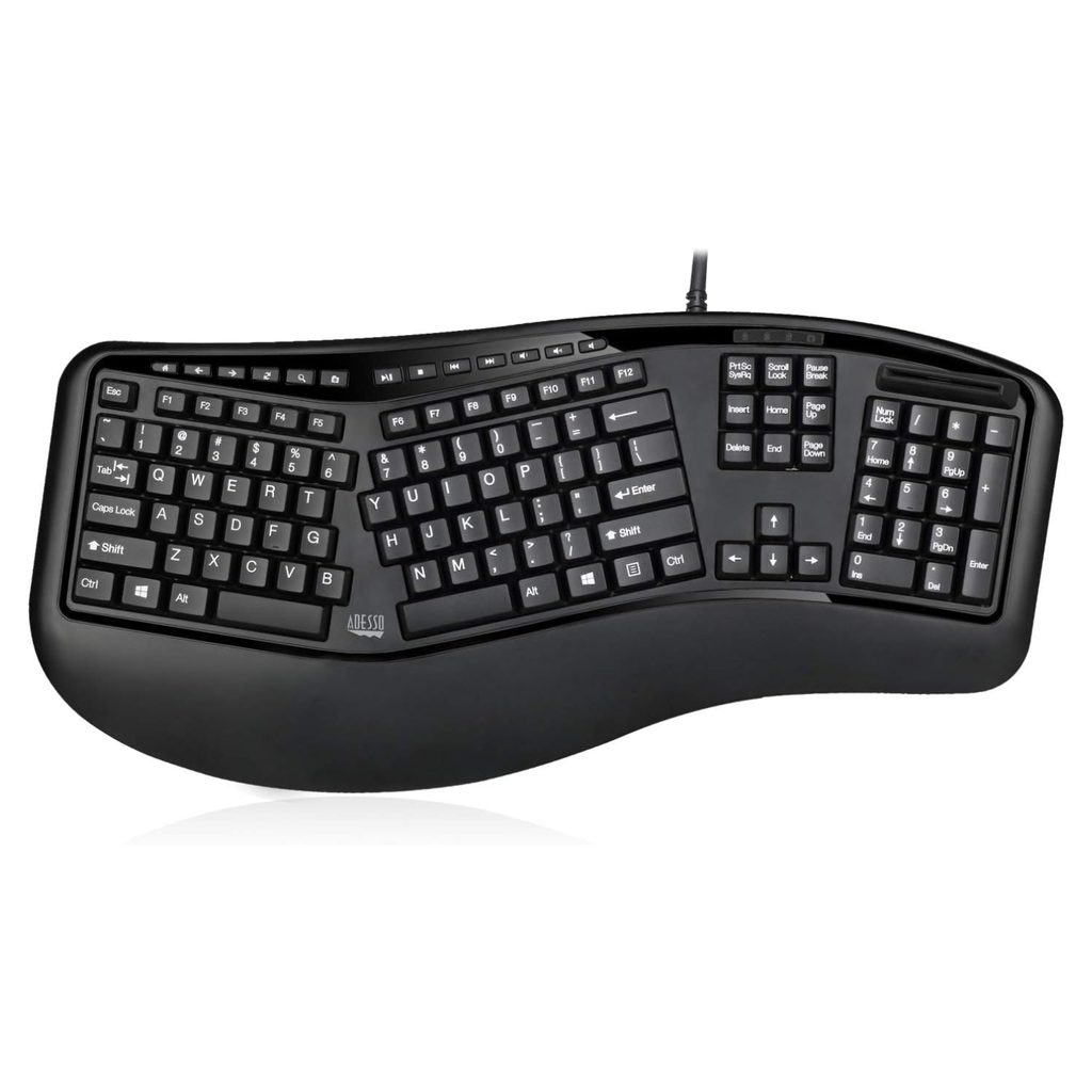 Adesso TruForm AKB-150SB Teclado Ergonómico USB con Lector Smart Card
