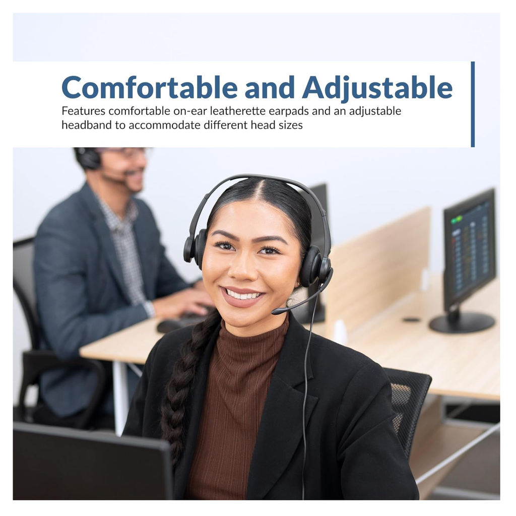 Auriculares estéreo USB con ENC (Cancelación de ruido electrónico)conexión USB-A, optimizados para plataformas UC, y controlador en línea con indicador LED