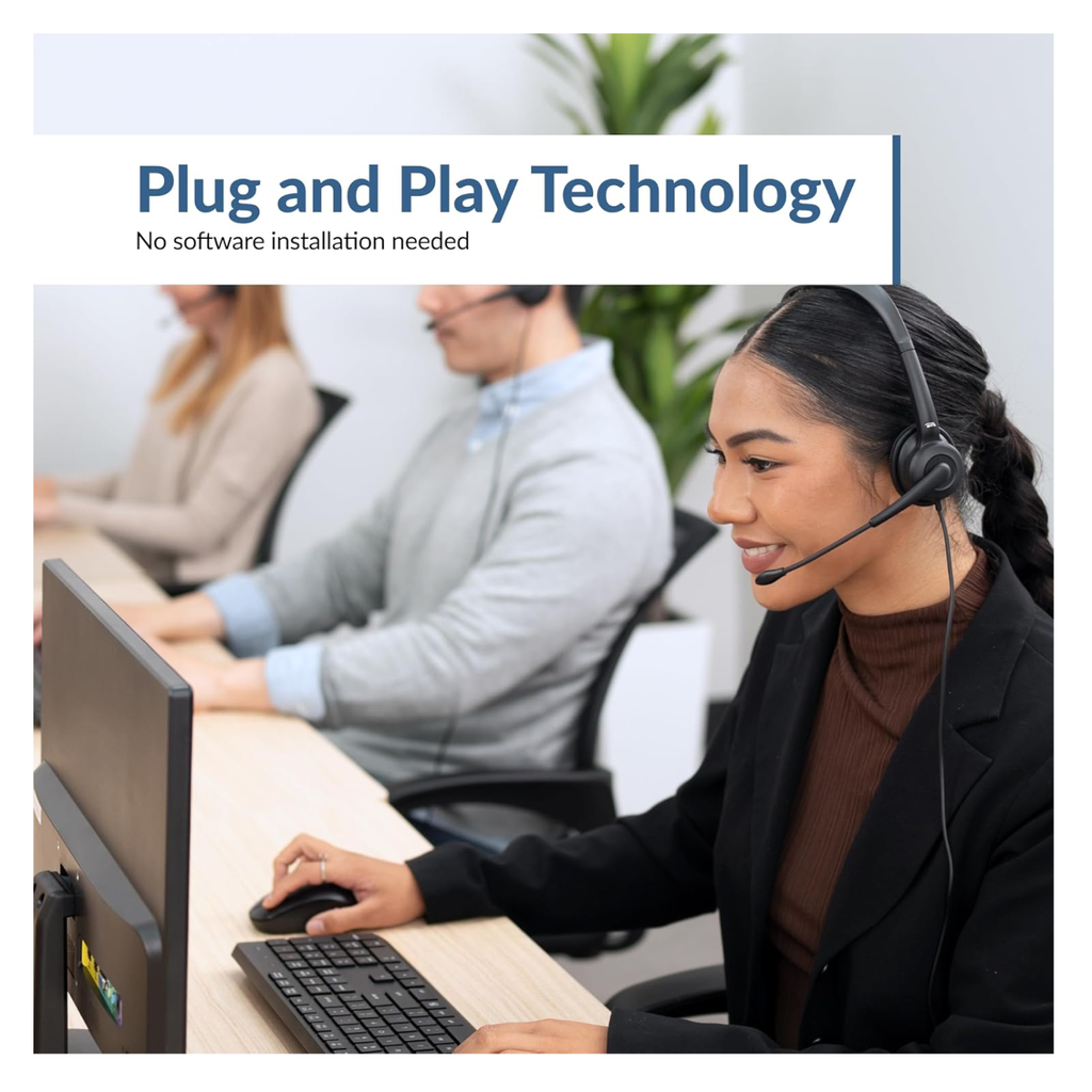 Auriculares estéreo USB con ENC (Cancelación de ruido electrónico)conexión USB-A, optimizados para plataformas UC, y controlador en línea con indicador LED