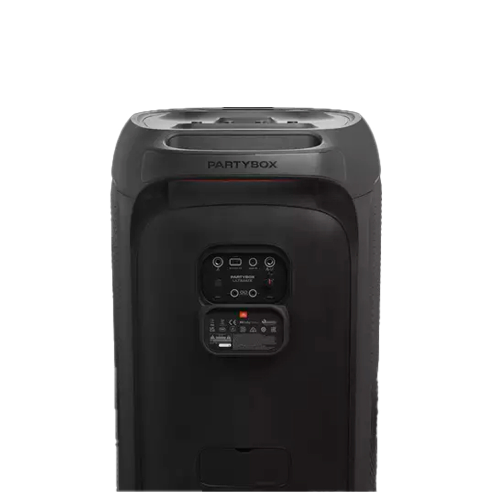JBL Partybox Ultimate - Multi Purpose Party Speaker, with Wi-fi & Bluetooth Connectivity, Lightshow, IPx4 Slashproof, Dual Mic & Guitar Inputs, Handle & Sturdy Wheels, Black