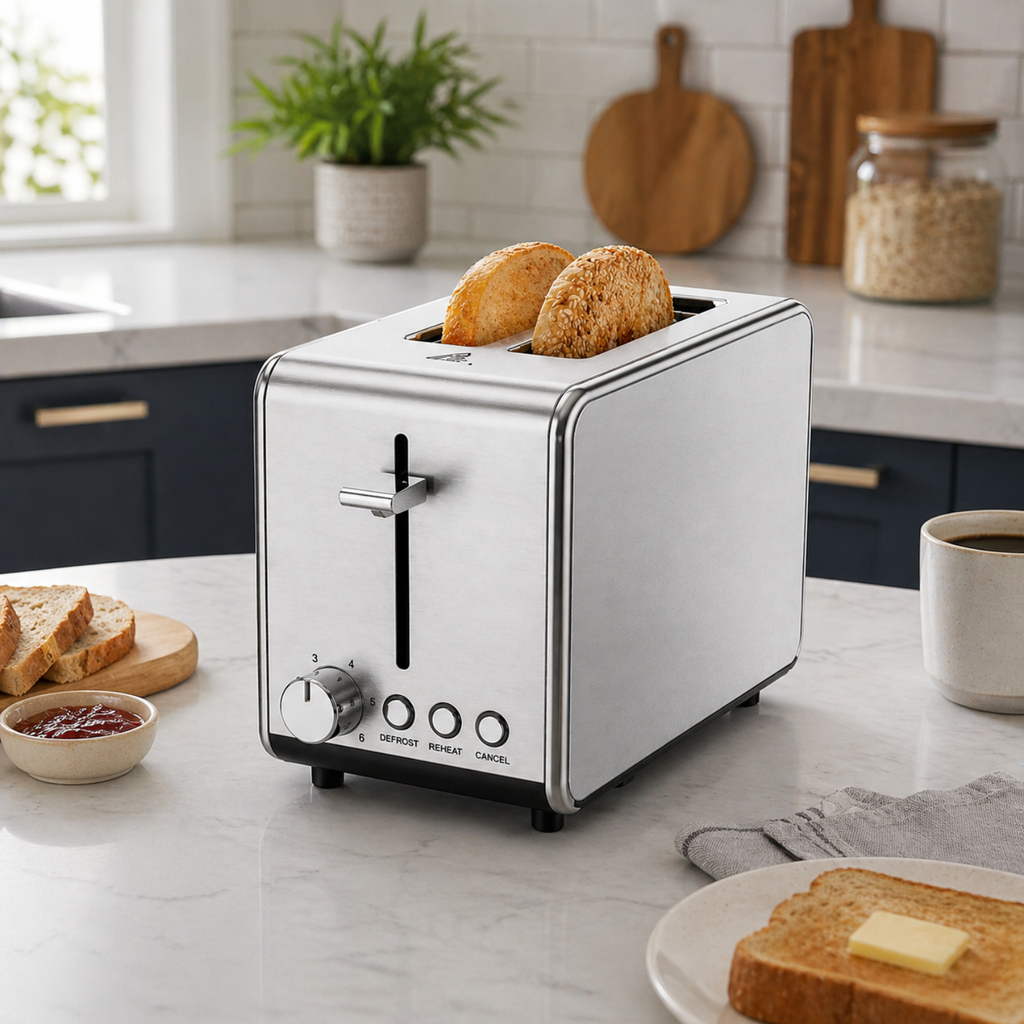 Zenith 77499 - Tostador de 2 Rebanadas con Ranuras Extra Anchas, Acero Inoxidable con Ajuste de Dorado y Bandeja de Migas Removible
