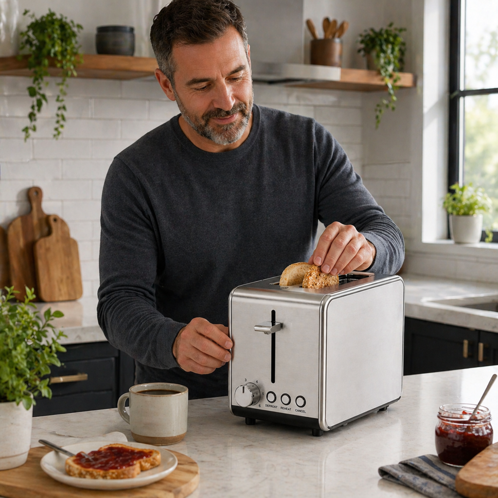 Zenith 77499 - Tostador de 2 Rebanadas con Ranuras Extra Anchas, Acero Inoxidable con Ajuste de Dorado y Bandeja de Migas Removible