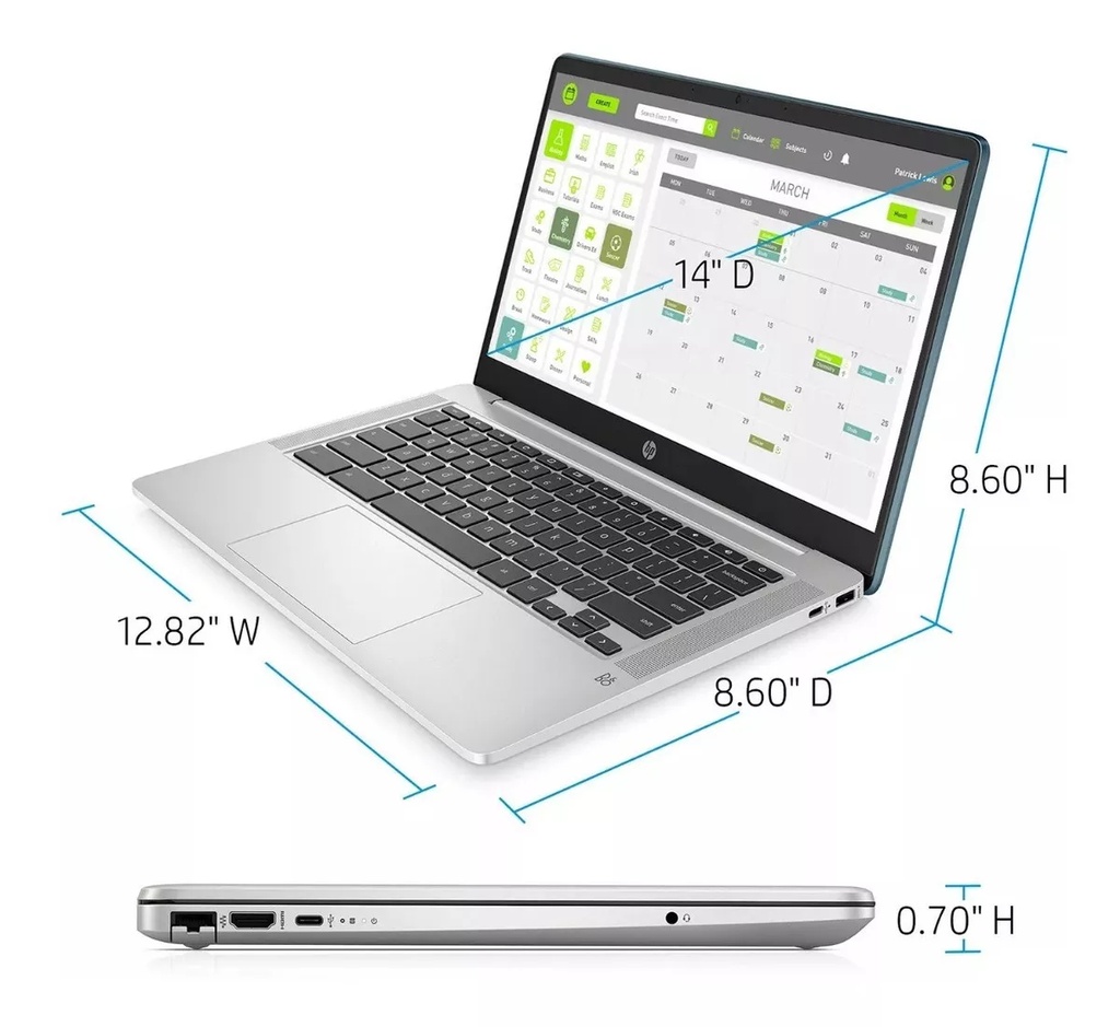 HP Chromebook 14A-NA0052TG 14" HD Intel Celeron N4120 4 / LPDDR4 64 GB eMMC