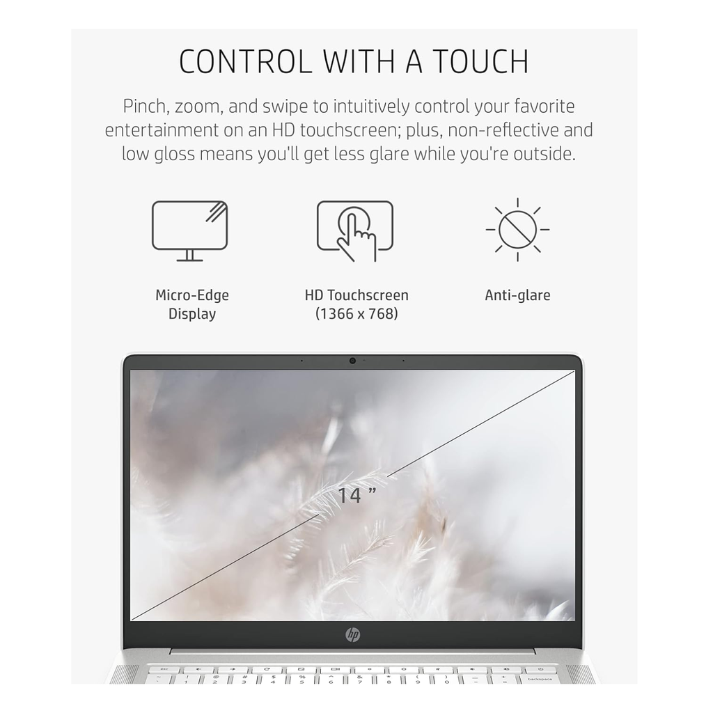 Refurbished HP Chromebook 14a-nd0050nr AMD 3015Ce 4GB 32GB eMMc 14" Touch Chrome OS Grado B