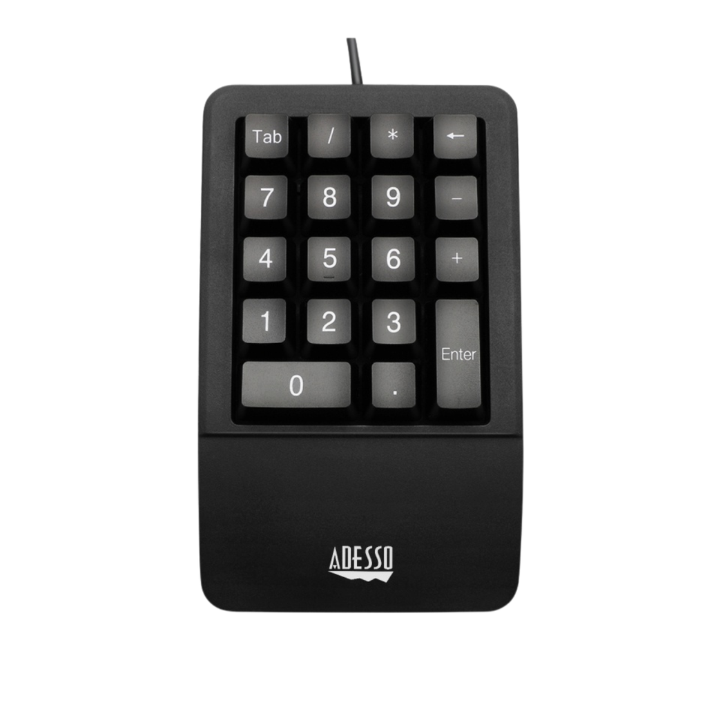 Adesso Teclado Numérico Antimicrobiano Impermeable con Descanso de Muñeca