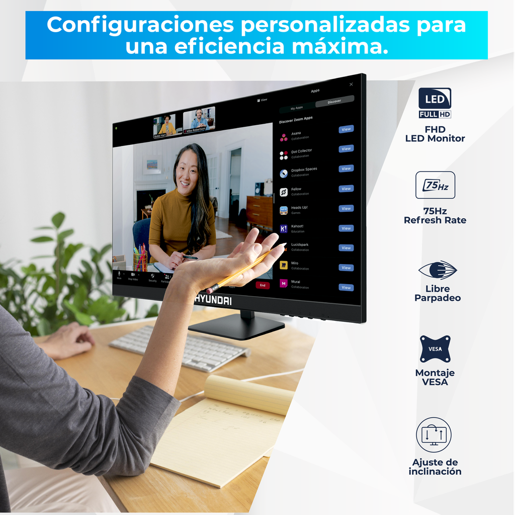 Hyundai 21-Inch Professional Office Monitor, 75Hz, 1080p Full HD (1920x1080) LCD, HDMI and VGA, VESA Mountable, Black, 21FOM Series