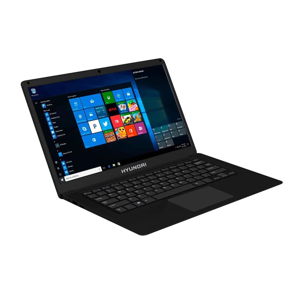 Hyundai Refurbished HyBook 14.1" 1366x768, N3350, 4GB RAM, 64GB + 1TB HDD, 0.3MP, RJ45, WiFi, BT 4.0, Windows 10 Home S Mode, 5000mAh, English, Black - Grade B