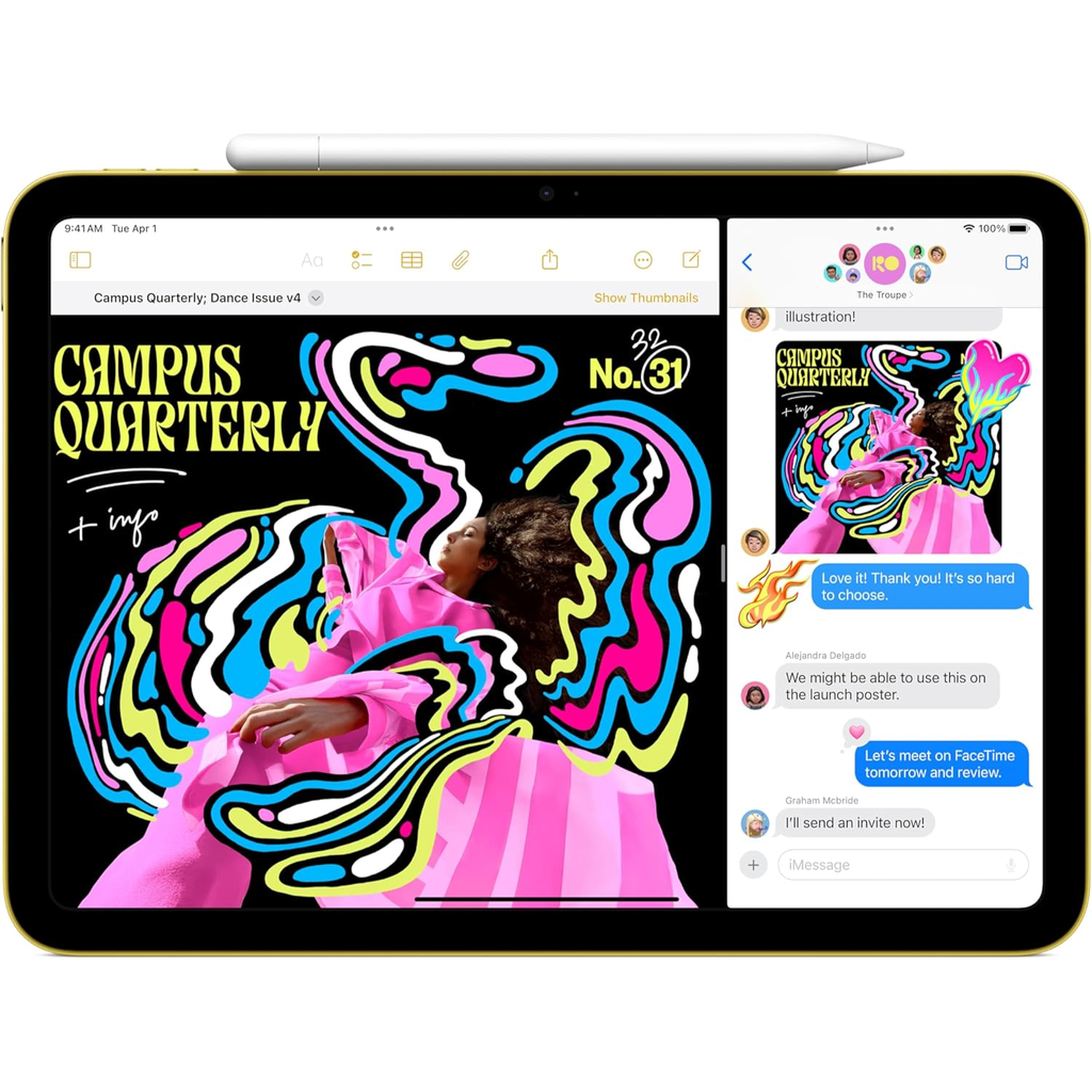 Apple iPad 11-inch: A16 chip, 11-inch Model, Liquid Retina Display, 128GB, Wi-Fi 6, 12MP Front/12MP Back Camera, Touch ID, All-Day Battery Life — Yellow