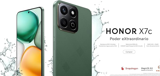 Honor X7C 8GB Ram 256GB, Verde + SIM Maya Móvil Eco 2GB por 30 días