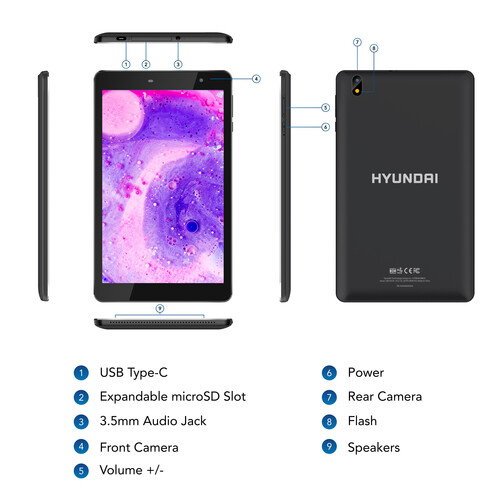 Hyundai HYtab Pro 8WB1, 8" 1920x1200 FHD IPS, Allwinner A133, Android 11 Go edition, 3GB RAM, 32GB Storage, 2MP/5MP, 4000mAh, WIFI 802.11 b/g/n/ax + BT 5.0 - Black