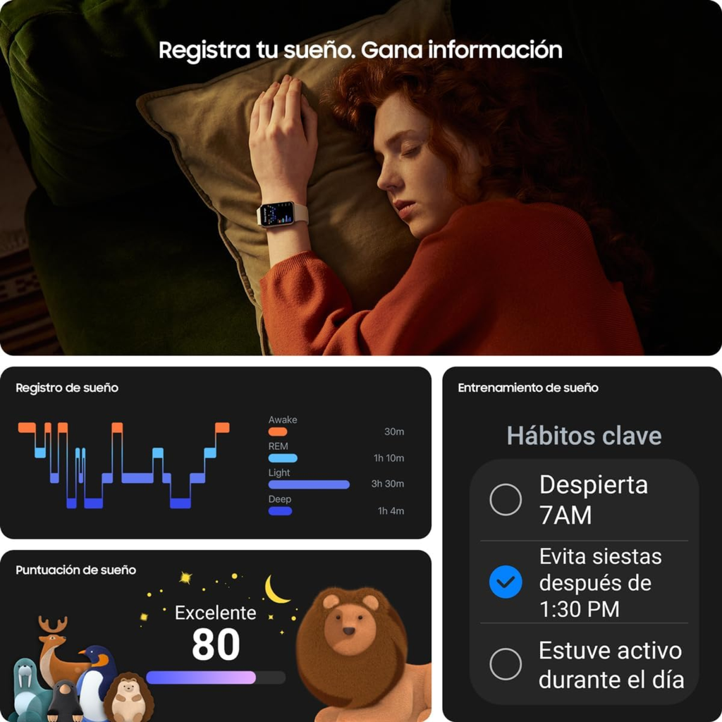 Samsung Galaxy Fit3 Smartwatch | Silver (Plata) | Pantalla 1.6" AMOLED | 13 Días de Batería | Nuevo