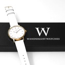Reloj de Pulsera Wanderlust, Esfera Blanca con correa blanca y repuesto - Dorado