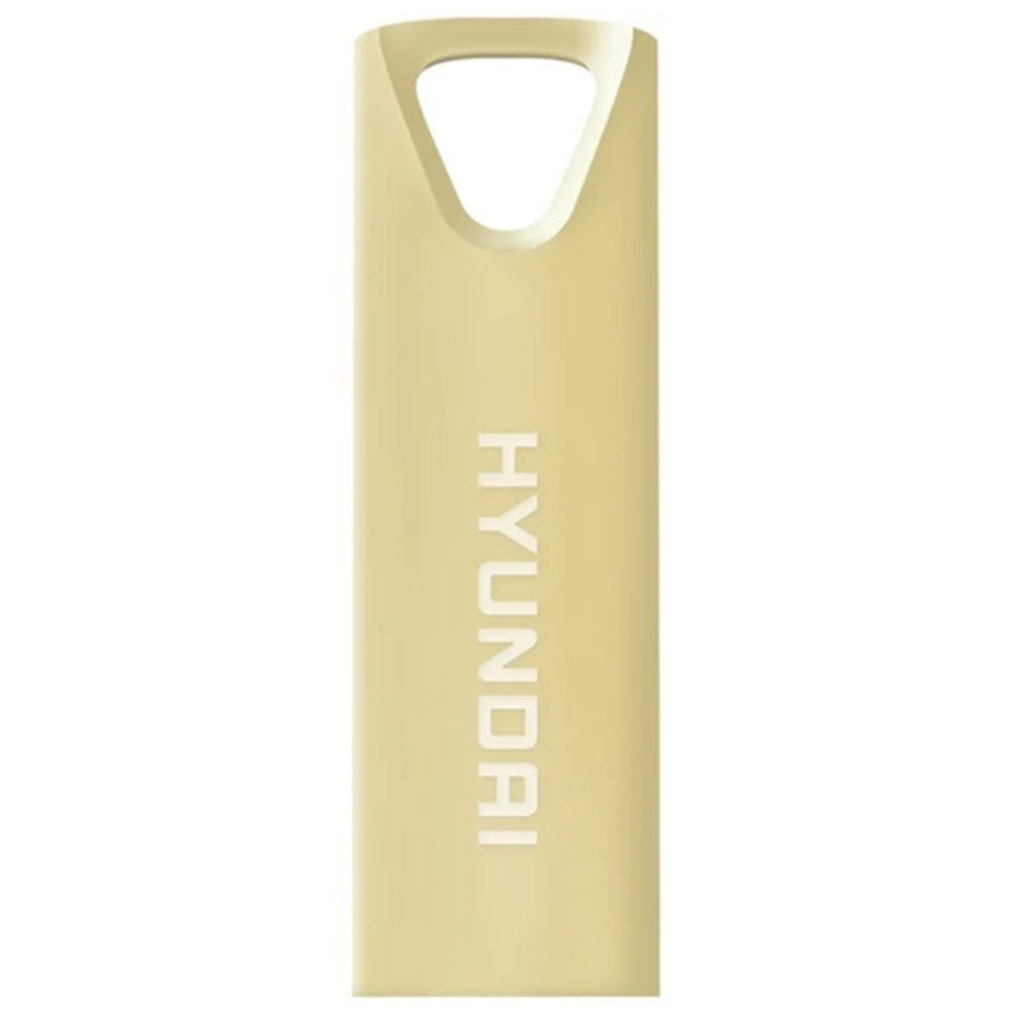 Memoria USB 16GB Hyundai Bravo Deluxe | Color Dorado (Gold) | Cuerpo Metálico | USB 2.0 High Speed | Nueva Sellada | Para Llaveros, Oficina y Regalos Ejecutivos