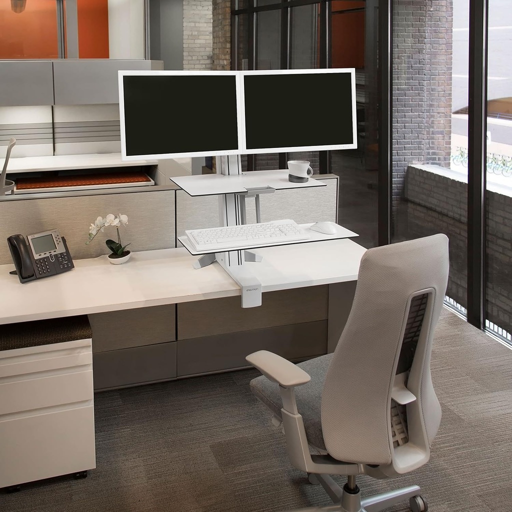 Ergotron WorkFit-S Desk Mount for Monitor, Keyboard - White