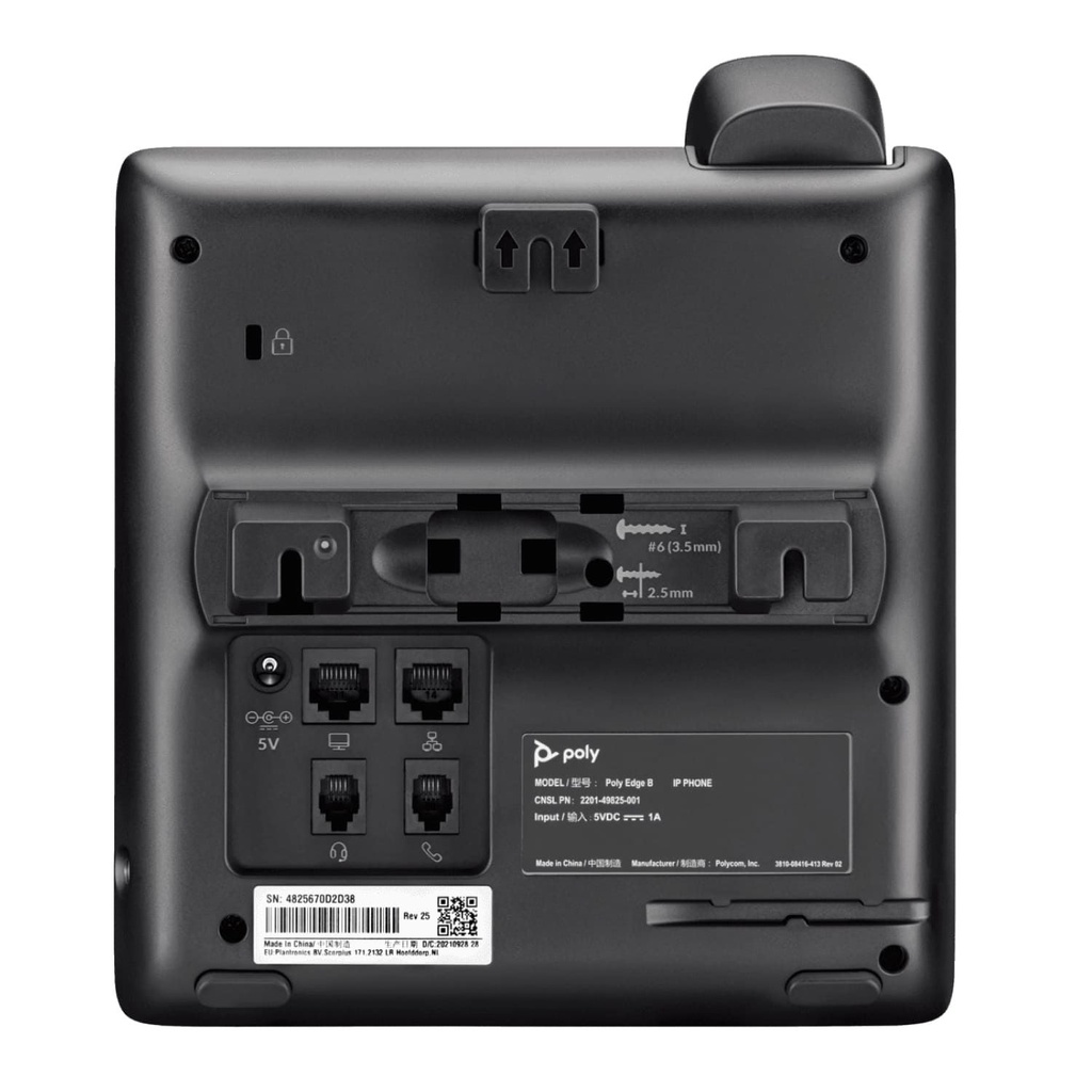 HP Poly Edge B30 IP Phone Corded Corded Desktop Wall Mountable Black VoIP 2x Network RJ-45 PoE Ports Model