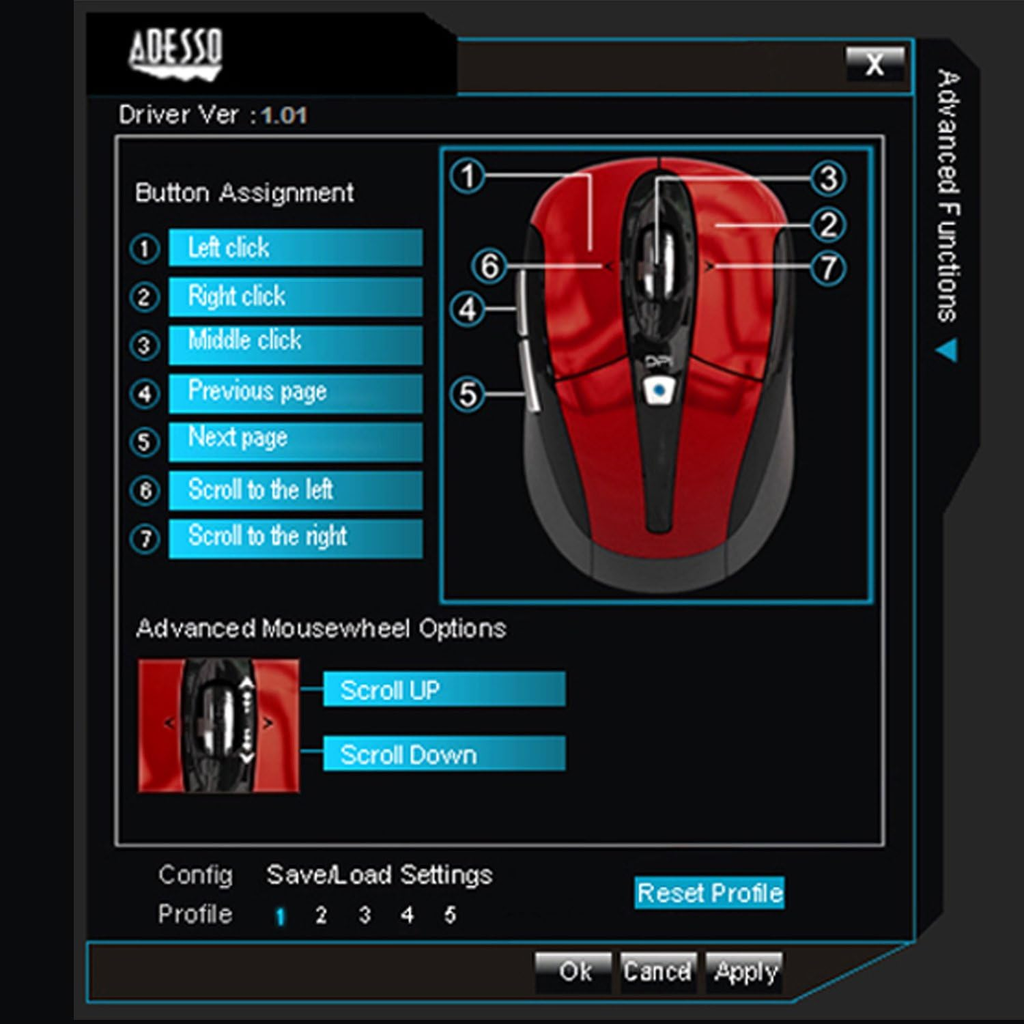 Adesso iMouse S60L - 2.4 GHz Wireless Programmable Nano Mouse