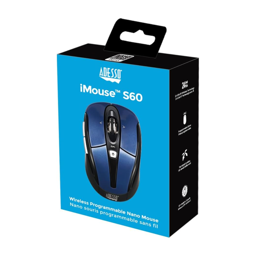 Adesso iMouse S60L - 2.4 GHz Wireless Programmable Nano Mouse