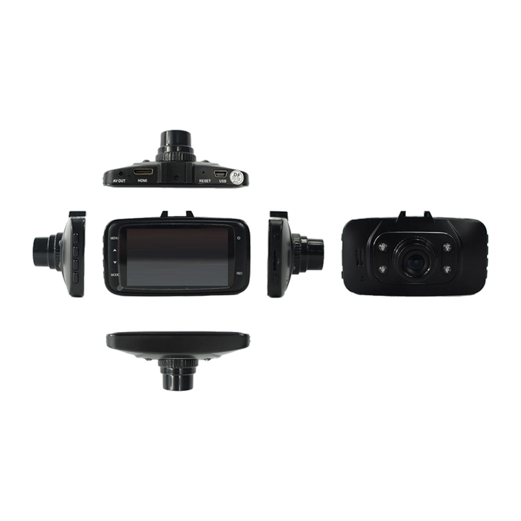 Cámara DashCam para Auto HD, pantalla de 2.7", lente de 120°,a 30fps, detección de movimiento y sensor G, Batería recargable, color negro