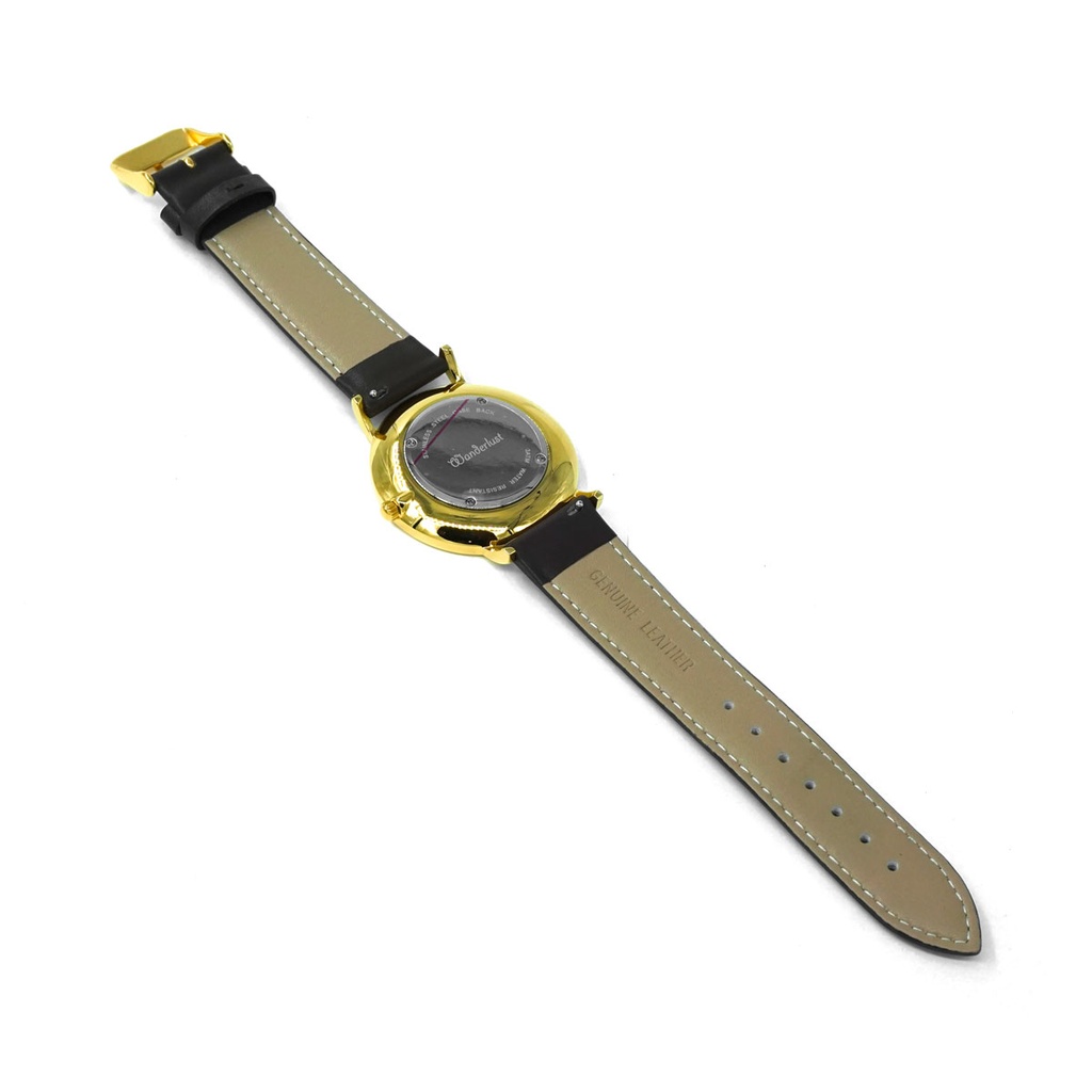 Reloj de Pulsera Wanderlust, Esfera Blanca con correa negra y café - Dorado