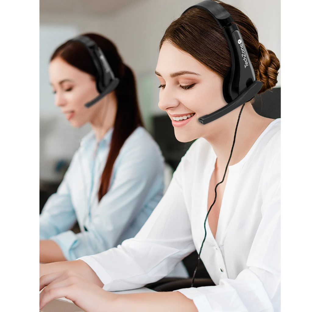 Diadema Alámbrica TechZone TZ15PCAUD – Micrófono Integrado, Conexión 3.5mm, Diseño Cómodo, Compatible con PC y Laptop
