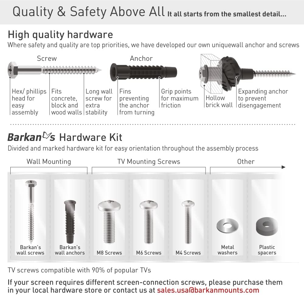 Barkan 32"-90" Flat Curved Fixed Wall mount