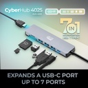 Adesso AUH-4025 Estación de acoplamiento USB C Adaptador multipuerto Tipo C Hub Soporta USB C a x1 4K HDMI, 3X USB-A 3.2, 1x PD, 1x Micro SD, 1x Lector de tarjetas SD