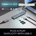 Adesso AUH-4025 Estación de acoplamiento USB C Adaptador multipuerto Tipo C Hub Soporta USB C a x1 4K HDMI, 3X USB-A 3.2, 1x PD, 1x Micro SD, 1x Lector de tarjetas SD