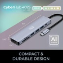 Adesso AUH-4025 Estación de acoplamiento USB C Adaptador multipuerto Tipo C Hub Soporta USB C a x1 4K HDMI, 3X USB-A 3.2, 1x PD, 1x Micro SD, 1x Lector de tarjetas SD