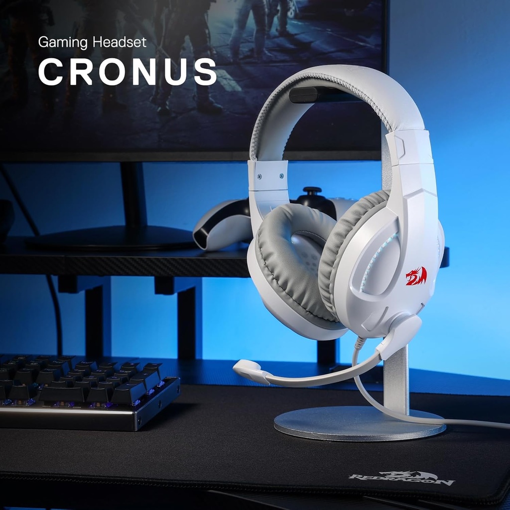 CRONUS WHITE: ILUMINACION POR USB + CONECTOR 3.5mm +  MICROFONO FLEXIBLE OMNIDIRECCIONAL +  LUZ RGB 