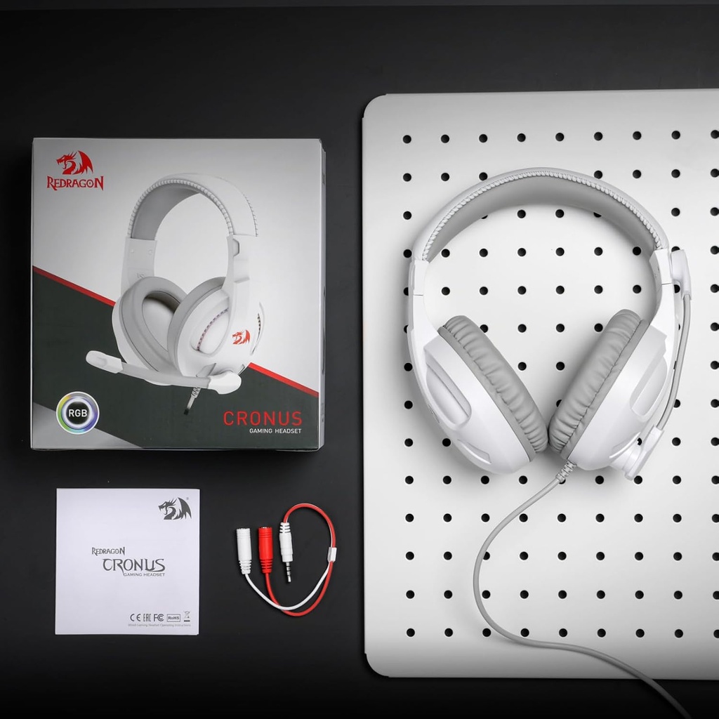 CRONUS WHITE: ILUMINACION POR USB + CONECTOR 3.5mm +  MICROFONO FLEXIBLE OMNIDIRECCIONAL +  LUZ RGB 