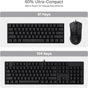 Redragon K630 Dragonborn 60% Teclado RGB para Juegos, Teclado mecánico Compacto de 61 Teclas con Interruptor café táctil, Soporte para Driver Profesional, Negro